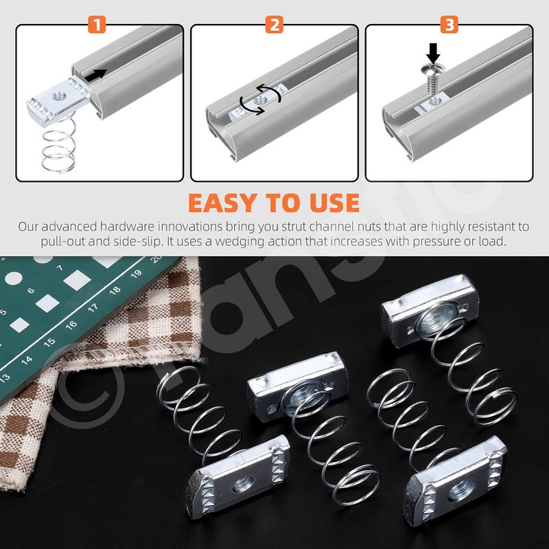 Tanstic 10Pcs 3/8”-8 Strut Channel Nuts Strut Channel Spring Nut Spring Nuts for Use with Strut Channel - Image 5